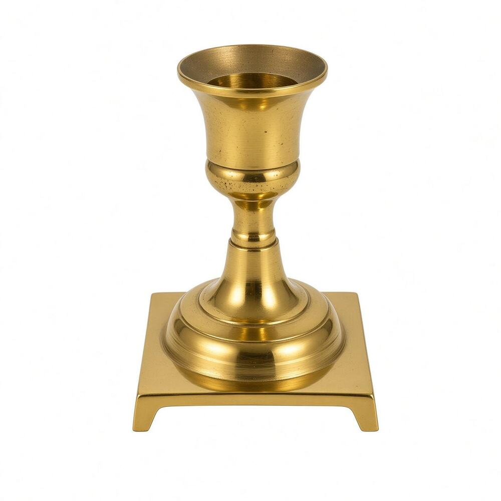 Vintage Brass Candlestick Holder, Petite Square Footed Taper Candle Holder